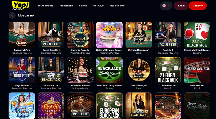 YEP casino Live-kasiino